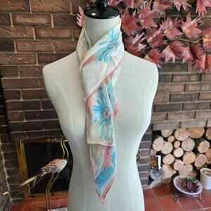 Vera Neumann - Vintage Silk Scarf with Watercolour Effect Floral Design